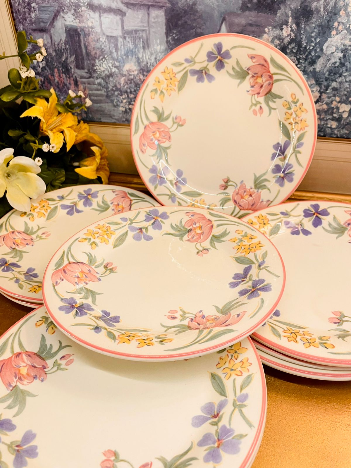 Set of 8 Staffordshire Tableware Chelsea Floral Salad Plates – Vintage English Dinnerware
