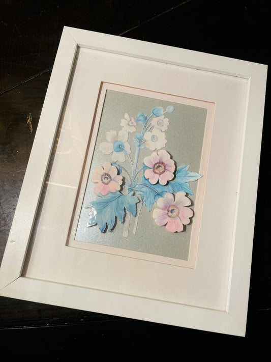 Vintage Framed Floral Painting Wall Decor
