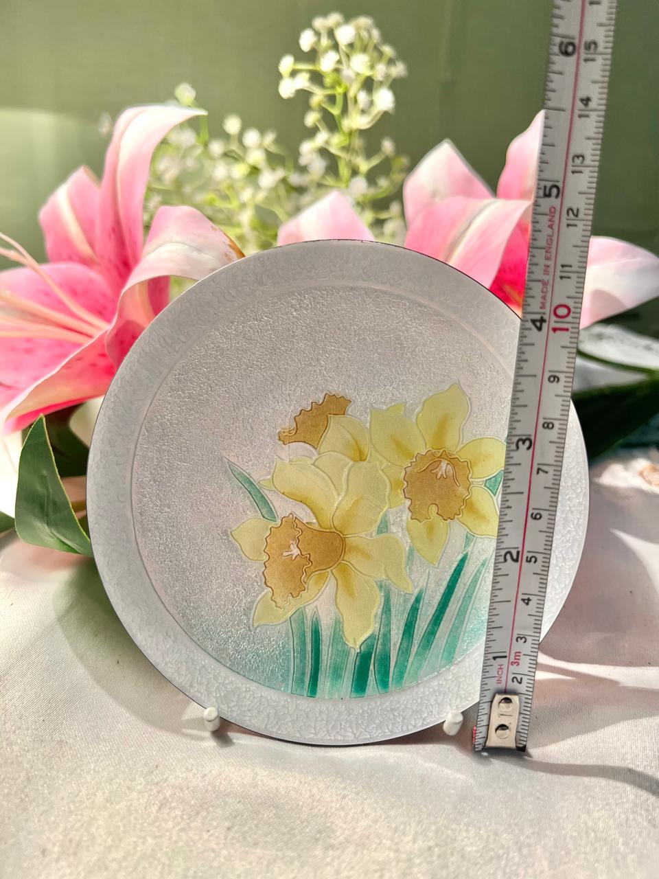 Ando Cloisonné Yellow Daffodil Decorative Plate – 5 Inches