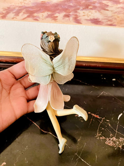 Vintage Fairy Figurine – Floral Crown & Pink Dress, Hand-Painted