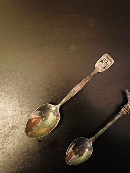 Vintage Souvenir Silverplate Spoon Set of 2 Collectible Spoons