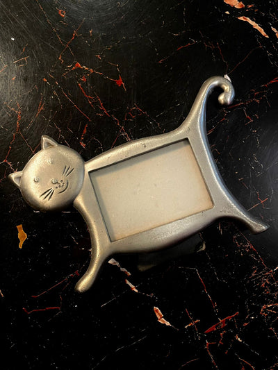 Vintage Style Cat Photo Frame Pewter Finish