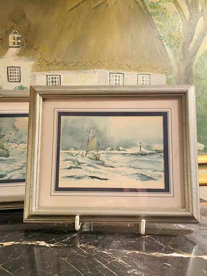Set of 4 Vintage Frames, Patricia Hall Hastings Sailing Boats Wall Art England