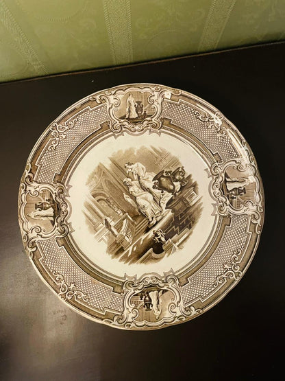 Antique P.W. & Co Minerva Pearl Stoneware Plate 11" Victorian Transferware