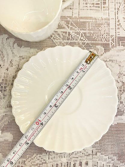 Vintage White Porcelain coffee Saucer Set of 2 Cups