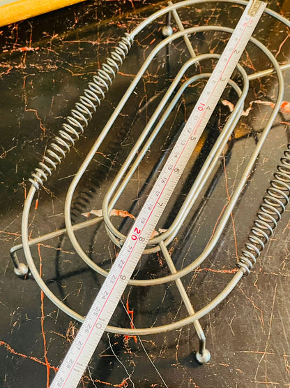 Vintage Metal Food Warmer Stand – Spring Heat Shield – Silver Trivet