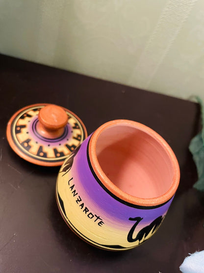 Vintage Lanzarote Camel Ceramic Trinket Pot 3 Inch
