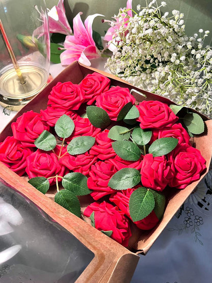 Red Artificial Rose Decor Box 12 Inch