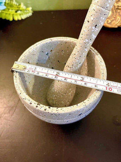 Vintage Stoneware Mortar & Pestle Set 4 Inch Kitchen Tool