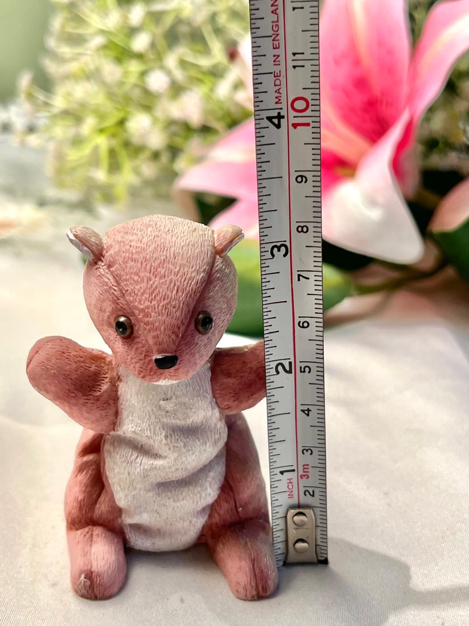 Vintage Pink Woodland Animal Figurine 8 cm