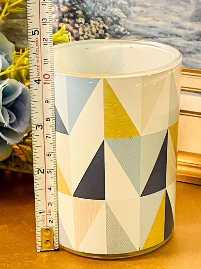 Geometric Glass Jar Candle Modern Home Decor Accent