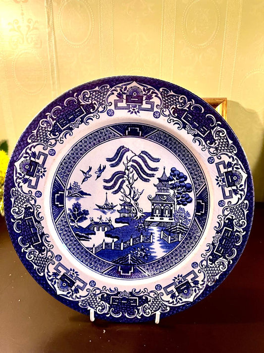 Vintage Blue & White Old Willow Blue Willow Decor Plate – 10 Inch