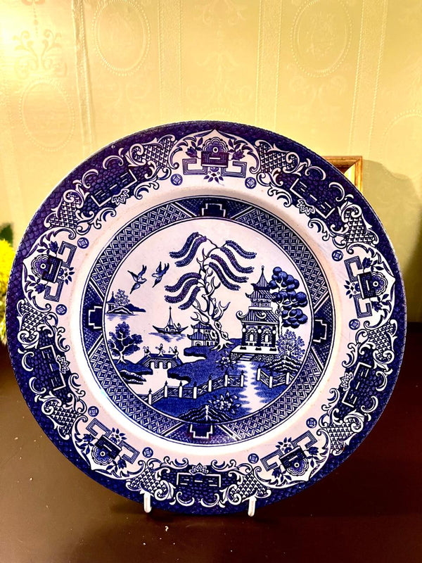 Vintage Blue & White Old Willow Blue Willow Decor Plate – 10 Inch