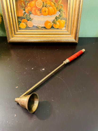 Vintage Brass Candle Snuffer 10 Inch Wooden Handle Candle Extinguisher
