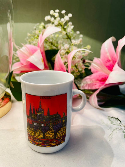 Red Cityscape Decorative Mug 9 cm