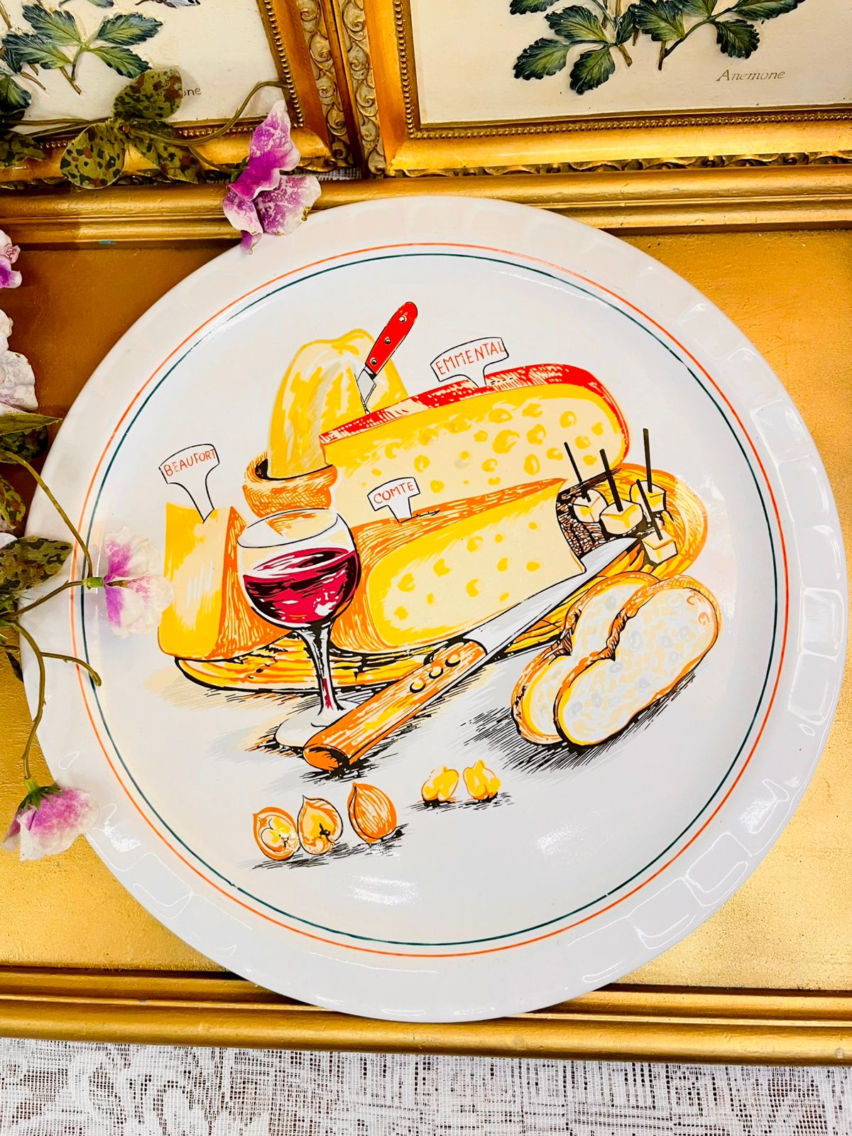 Cheese Board Illustration Ceramic Serving Plater Large