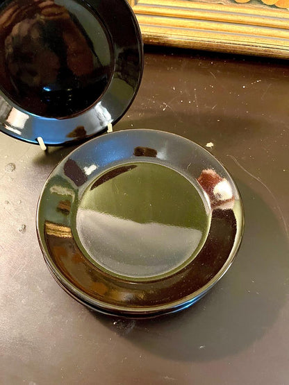 Vintage Black Deep Soup Plates Set of 4 – 6 Inch Gloss Finish