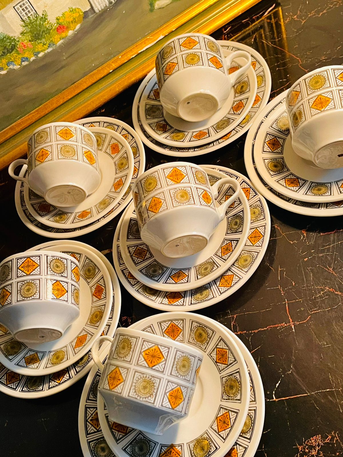 18 pcs Staffordshire Geometric Tea Set – Made in England