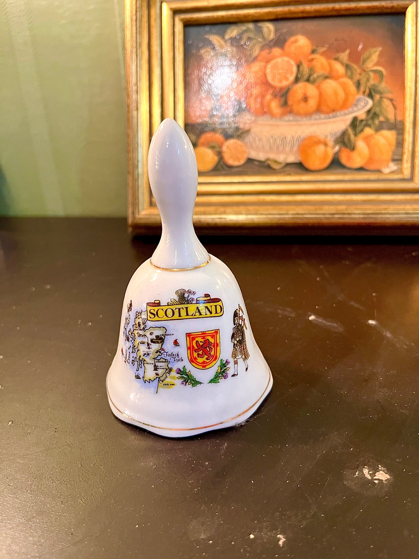 Scotland Ceramic Souvenir Bell – Map, Crest & Highlander Design