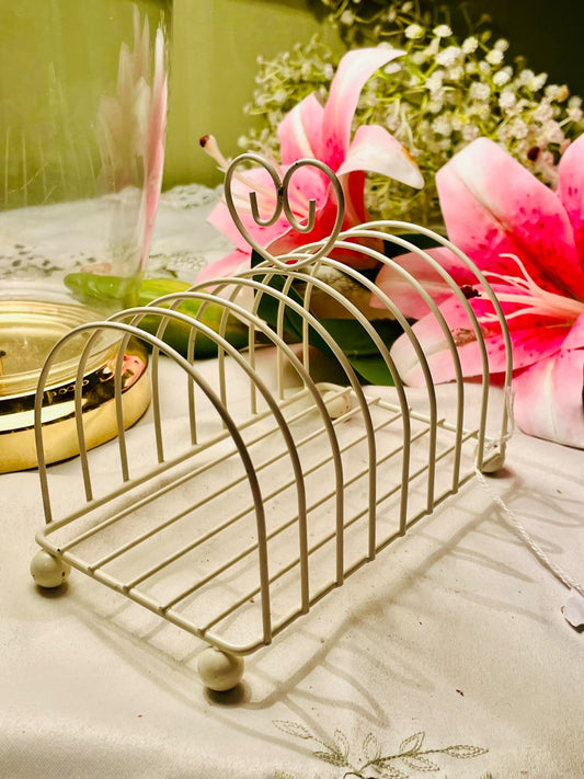 Vintage Cream Metal Wire Napkin Holder Basket 17cm
