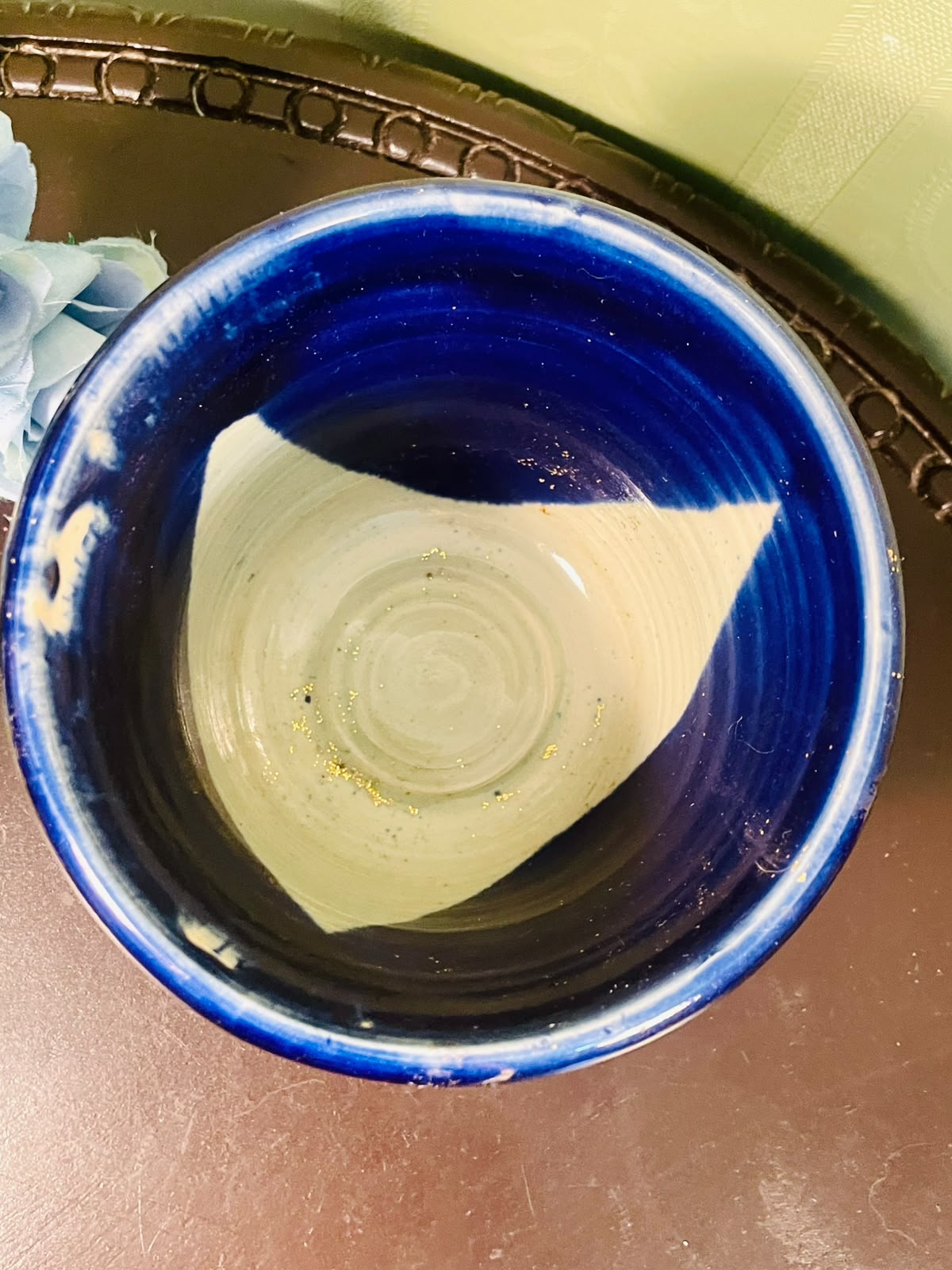 Blue & White Glazed Ceramic Plant Pot – 4 Inch