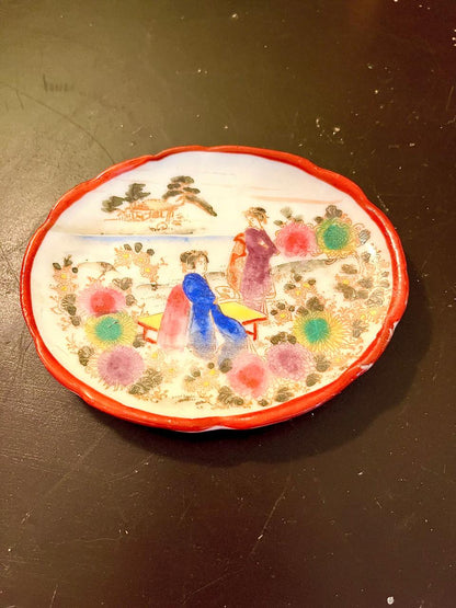 Vintage Geisha Floral Porcelain Plate – 4 Inch