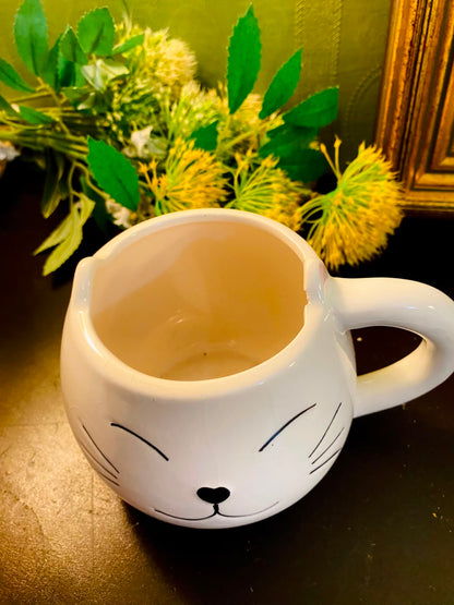 Cute Cat Face Ceramic Mug 4 Inch Novelty Coffee Mug