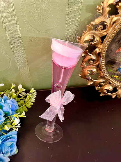 Pink Cocktail Glass Candle with Bow Detail