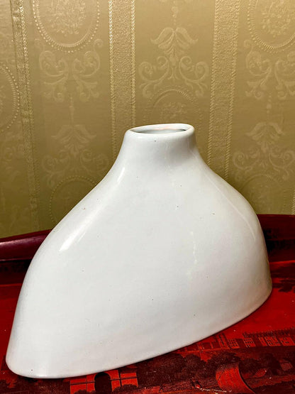 Modern White Sculptural Ceramic Vase | Minimalist Decorative Vase | 8 Inch