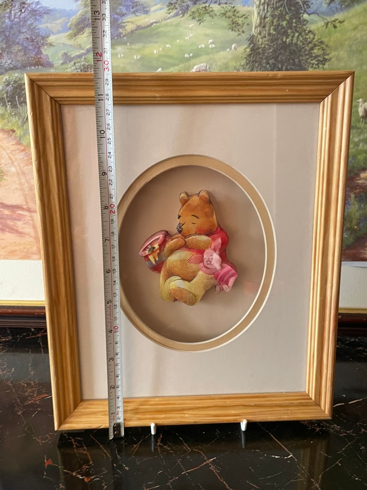 Disney 3D Layered large Wall Frame – Winnie the Pooh in Center with Brown Wooden Border