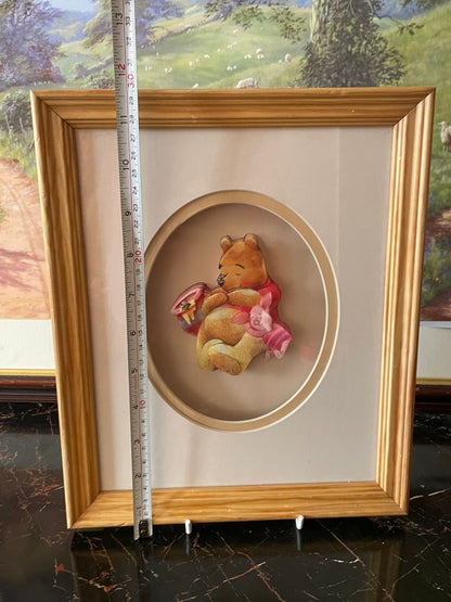Disney 3D Layered large Wall Frame – Winnie the Pooh in Center with Brown Wooden Border
