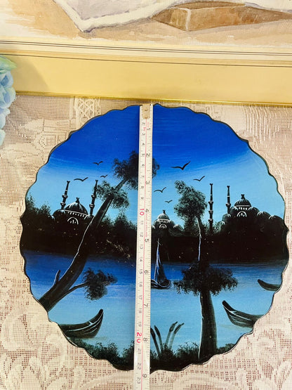 Blue Mosque and Sailboat Decorative Plate – Stunning Hand-Painted Design