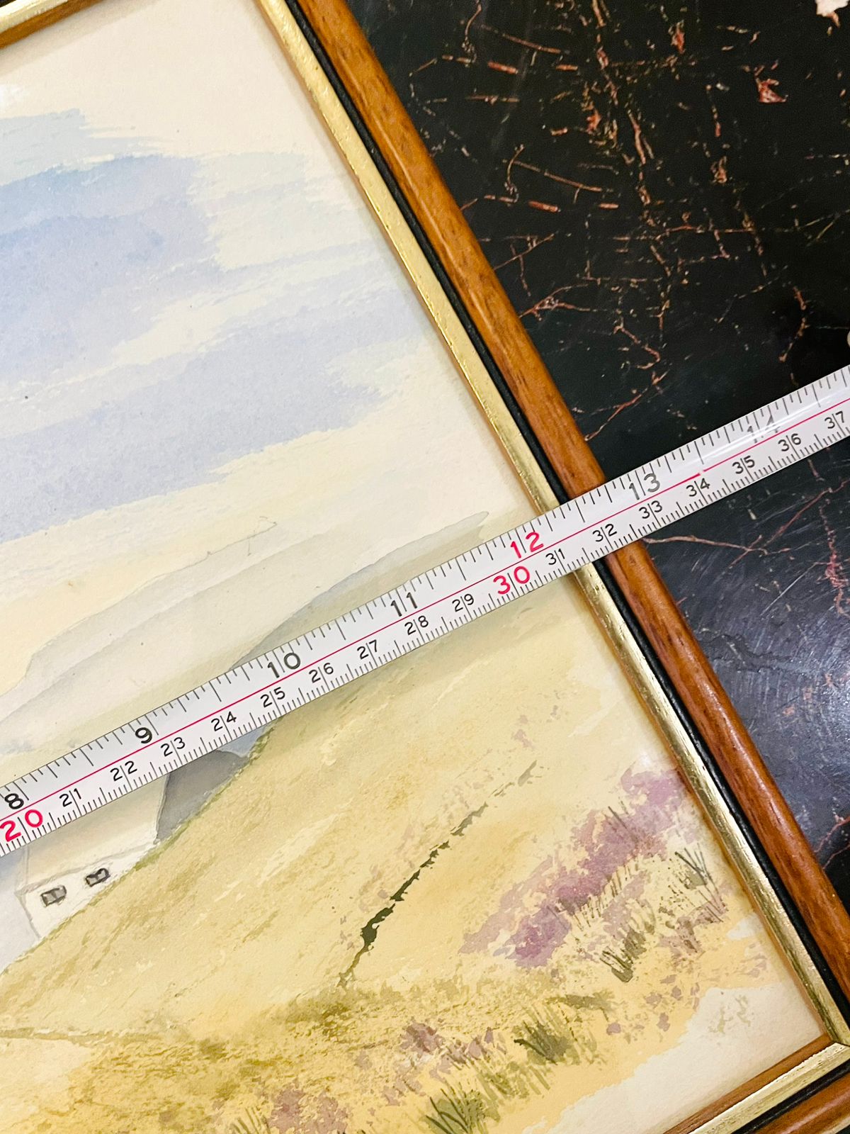 Framed Coastal Landscape Watercolour Painting 13 inch