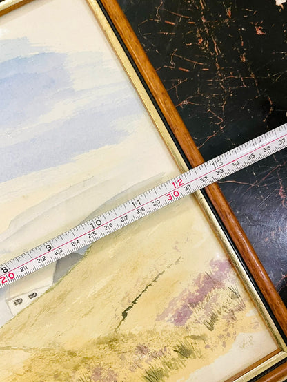 Framed Coastal Landscape Watercolour Painting 13 inch