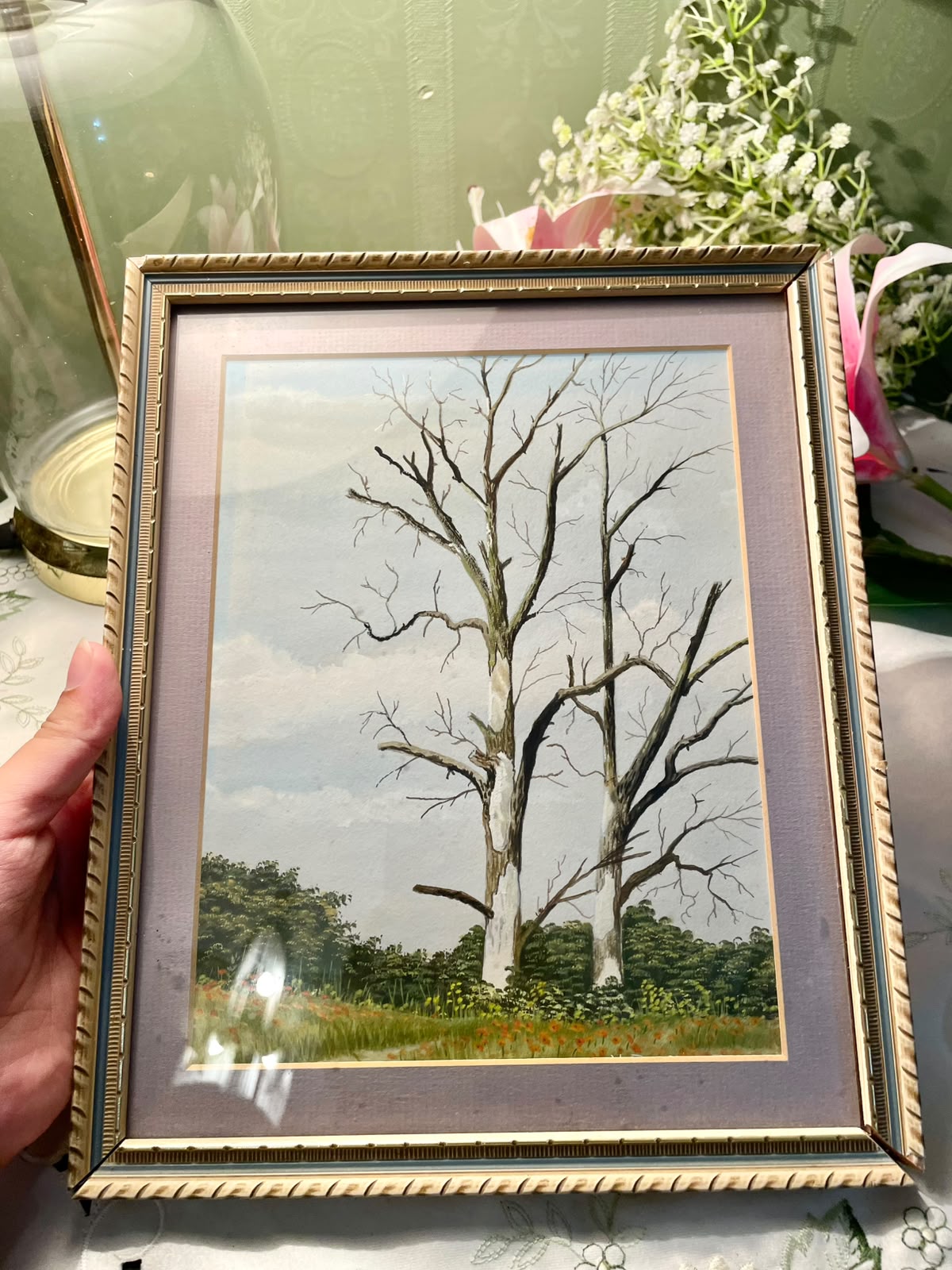 Dead Elms & Poppies Framed Landscape Artwork Approx. 11 Inch