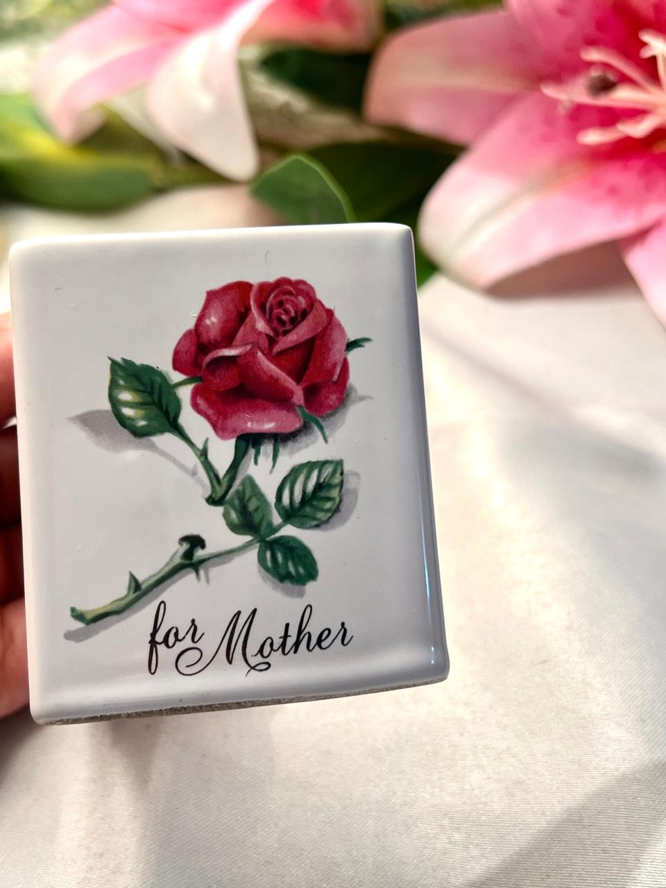 Vintage Philip Laureston England Ceramic “With Love” Rose Plaque Approx. 8 cm