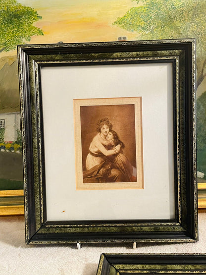 Set of 2 Vintage “Last Rose Of Summer Lady” Framed Prints & 1 Antique Self-Portrait Print by Elizabeth Louise Vigée