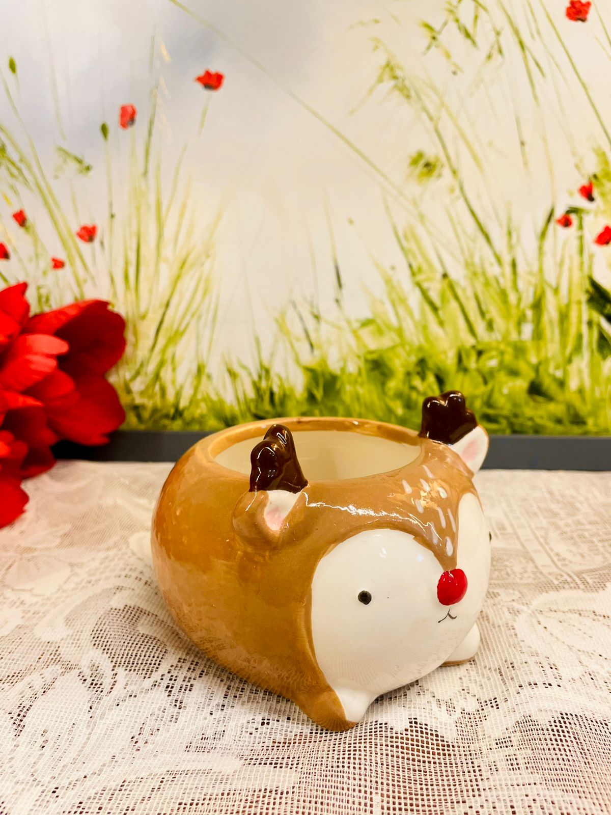 Reindeer Ceramic Mini Planter Pot