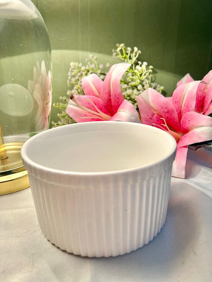 White Ribbed Ceramic Oven-Safe Ramekin – 5.5 Inch