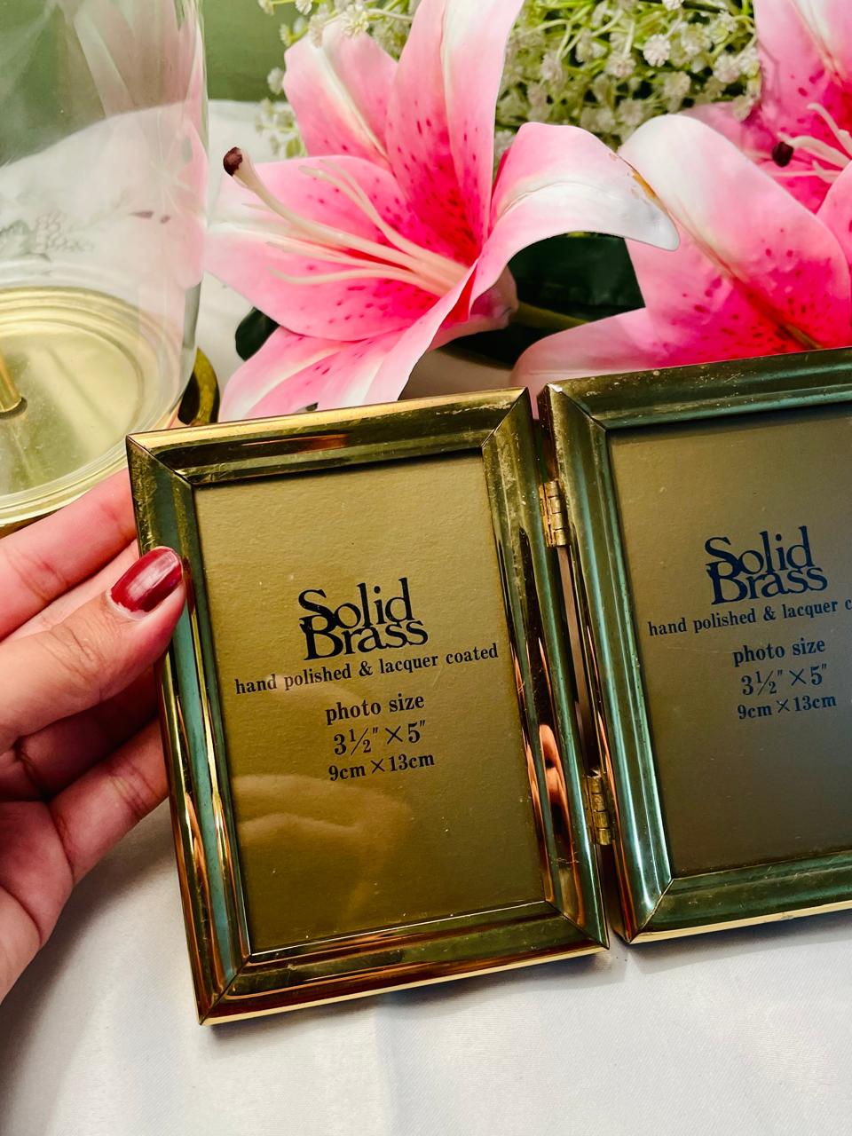Solid Brass Double Photo Frames Set of 2 9 x 13 cm