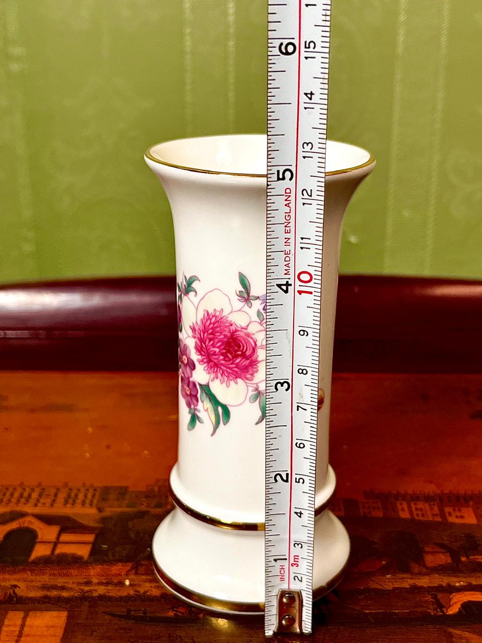 Coalport Bone China Floral Bud Vase with Gold Trim 6 Inch | Made in England