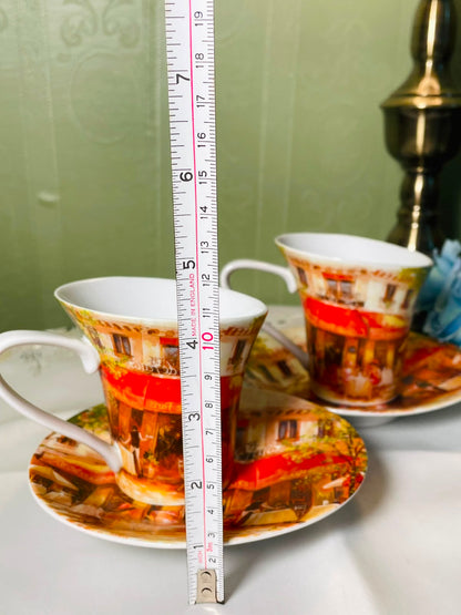 Oscar & Bromley Café Scene Cup & Saucer 4-Piece Set 10 cm