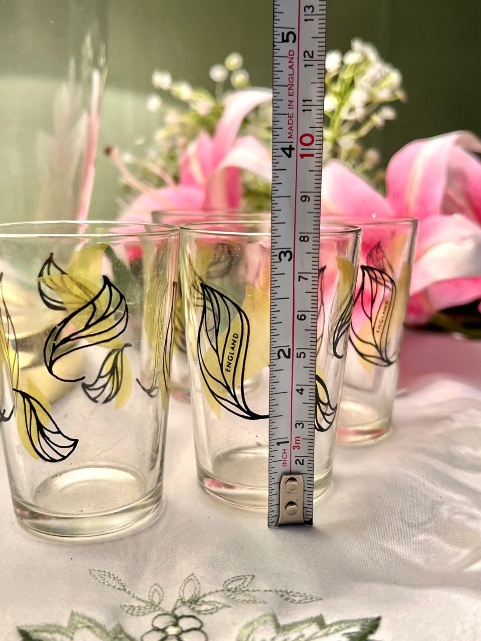 4pc Clear Crystal Leaf Print Tumblers – Approx. 3 Inch