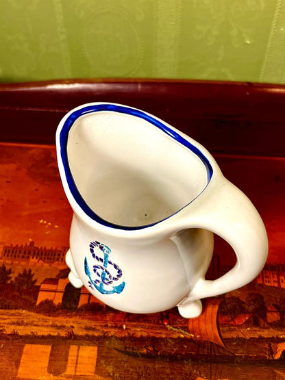 Vintage Ceramic Milk Jug with Blue Floral Design | 5 Inch Creamer