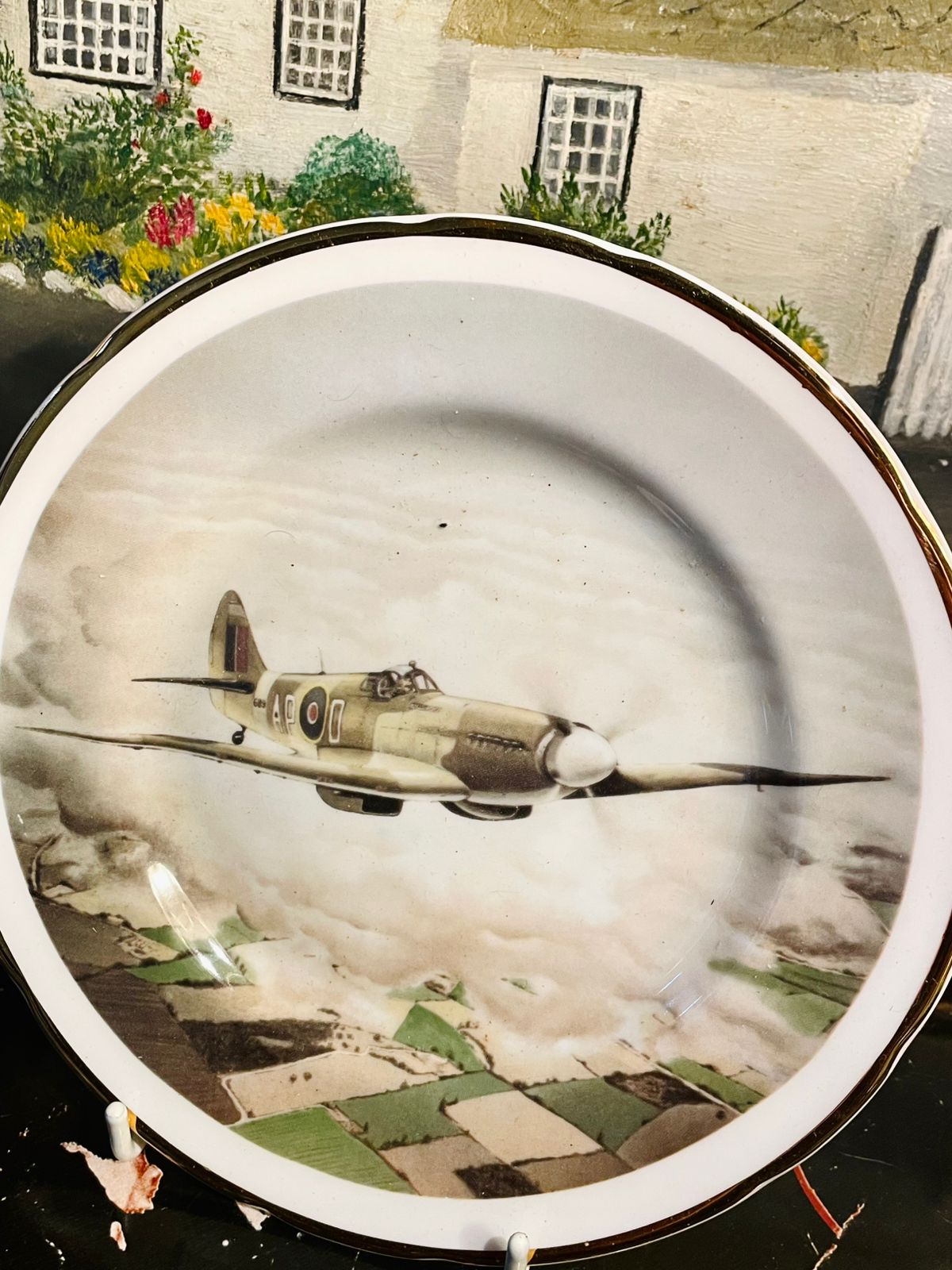 Vintage WWII Spitfire Fighter Plane Collector Plate – English Bone China (Fenton China Company)