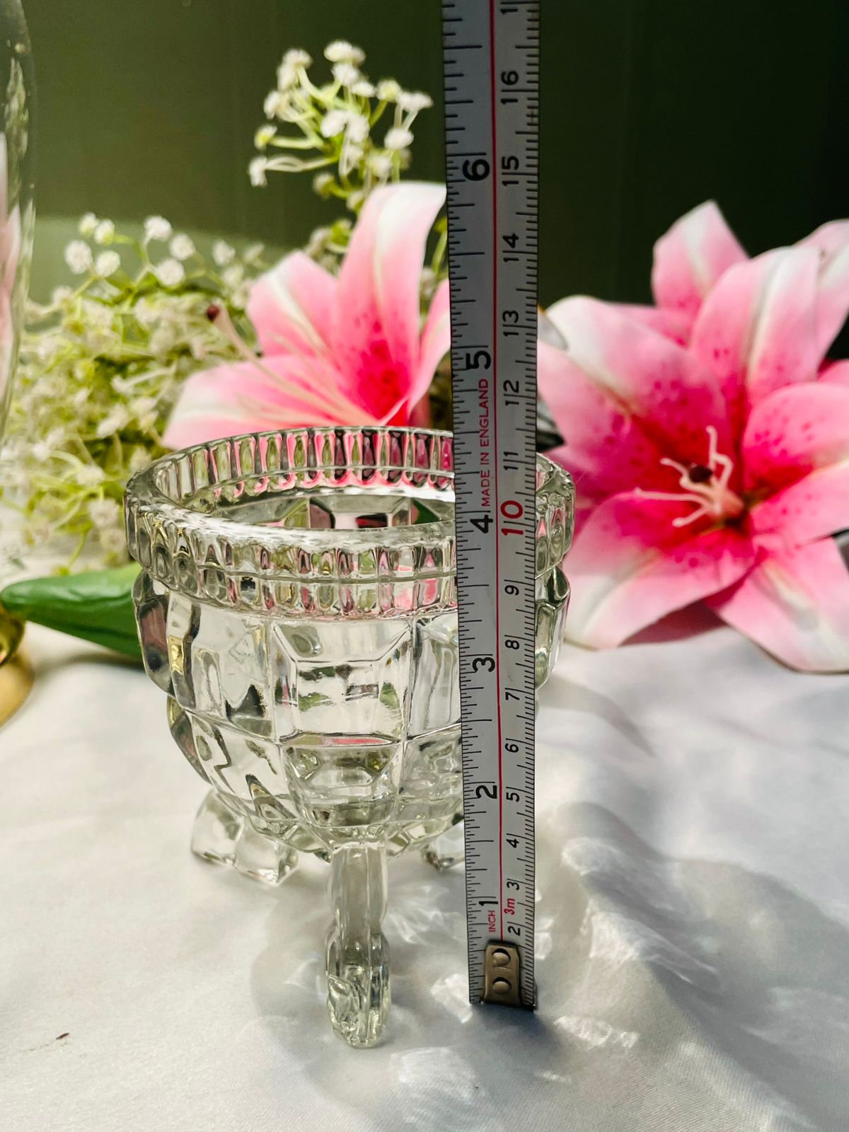 Clear Crystal Footed Decorative Bowl 4 in