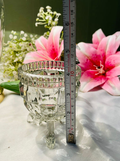 Clear Crystal Footed Decorative Bowl 4 in