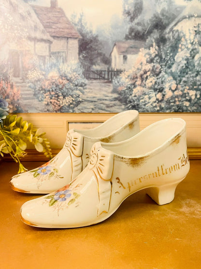 Pair of Vintage Ceramic Shoe Planters Made in Germany