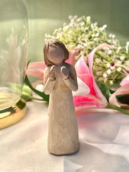Praying Angel Figurine Neutral Beige 13cm