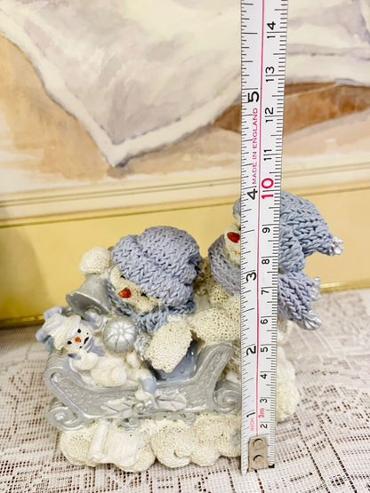 Handcrafted Snowman Figurine Set with Sleigh – Winter Christmas Decor